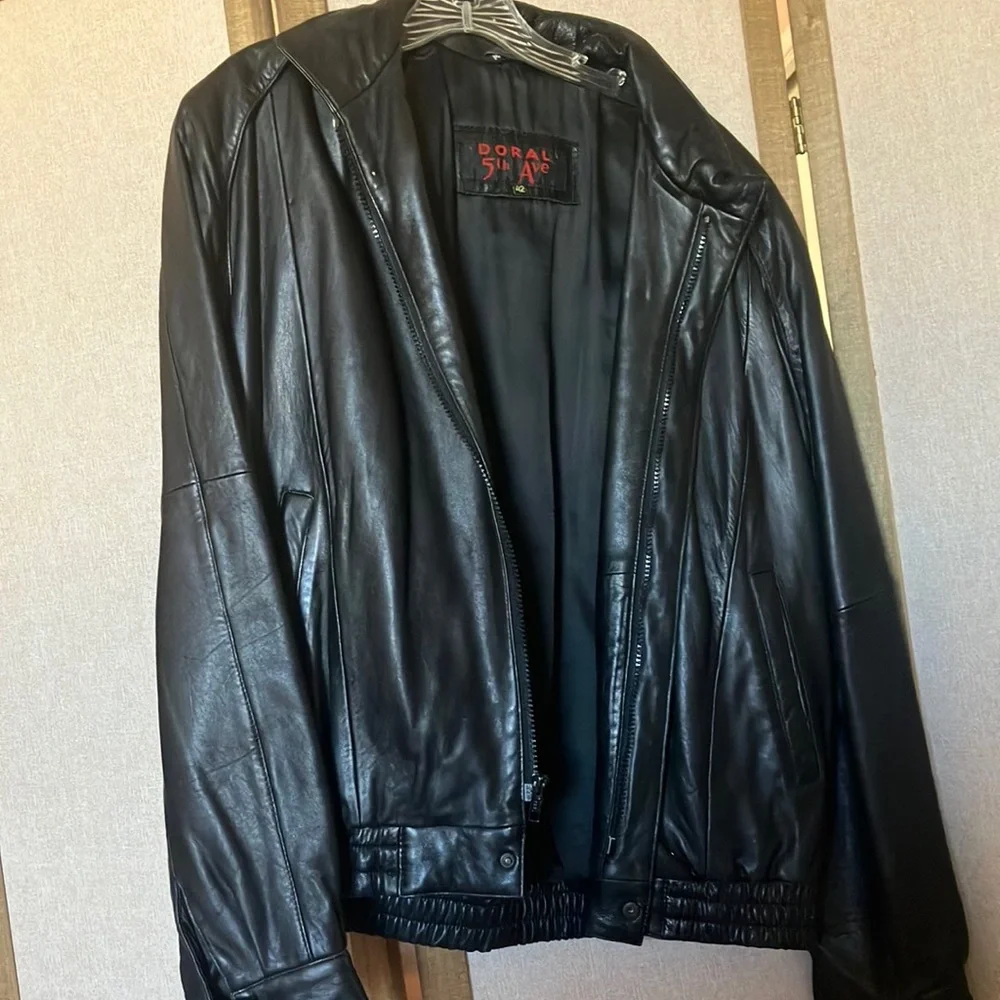 FINAL MARKDOWN Doral 5th ave Black Leather Jacket for Men 42